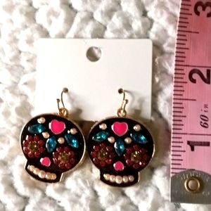 Skull colorful drop earrings